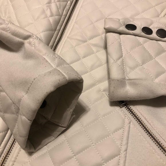 White Faux Leather Vegan Moto Jacket - Picture 5 of 8